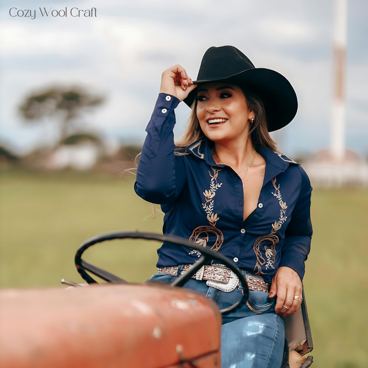 Schwarzer Cowboyhut Damen – moderner Western Look im Vintage Stil