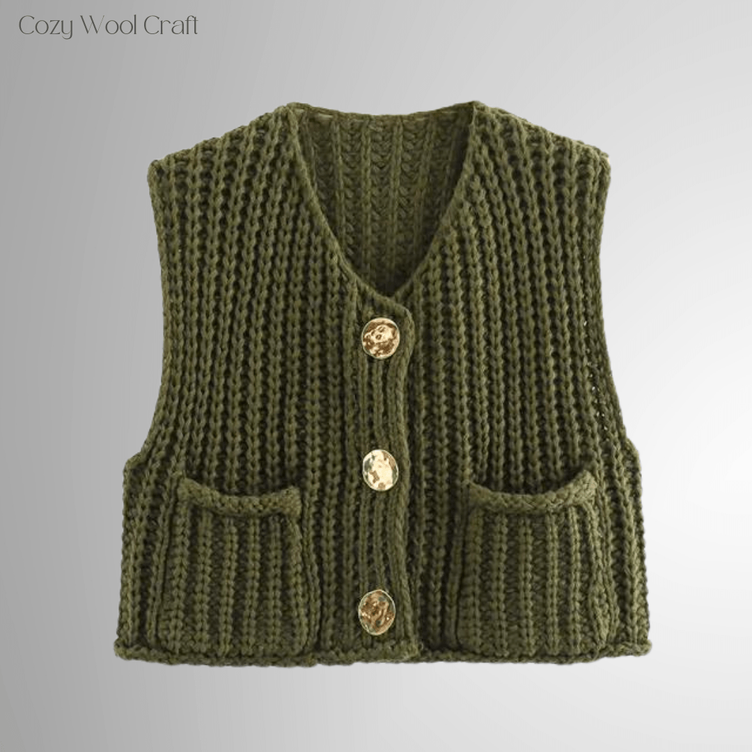 Gerdyy golden Strickweste - Cozy Wool Craft