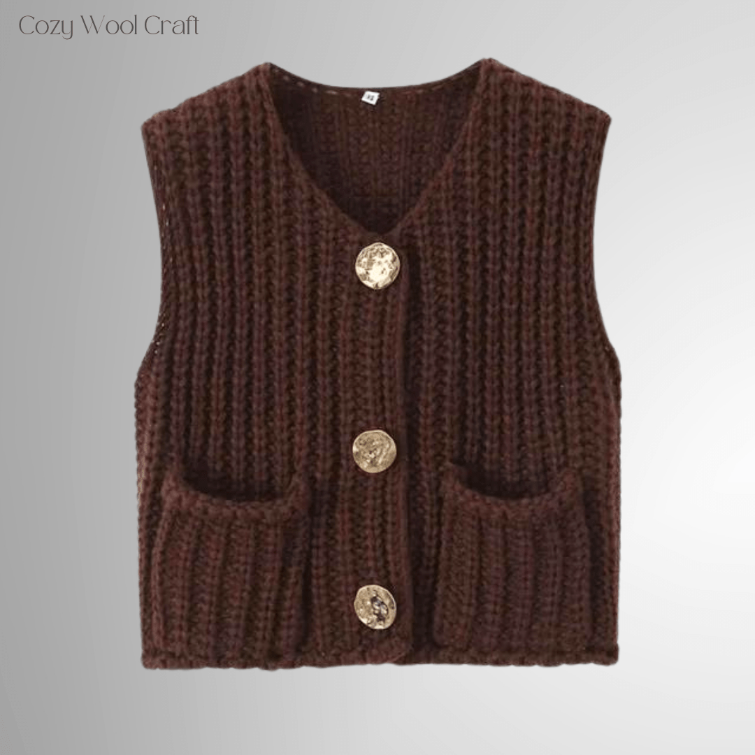 Gerdyy golden Strickweste - Cozy Wool Craft