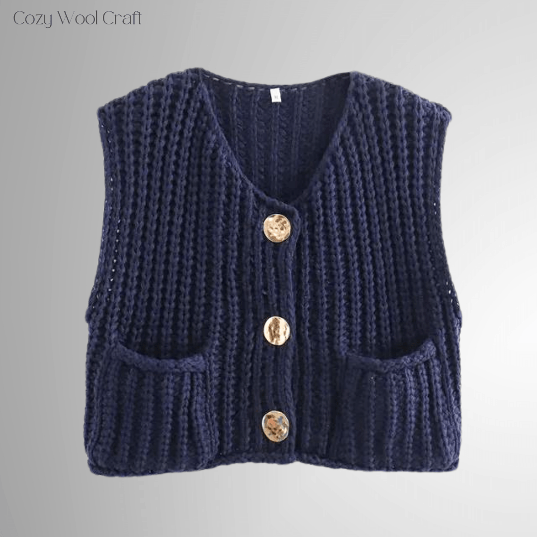 Gerdyy golden Strickweste - Cozy Wool Craft