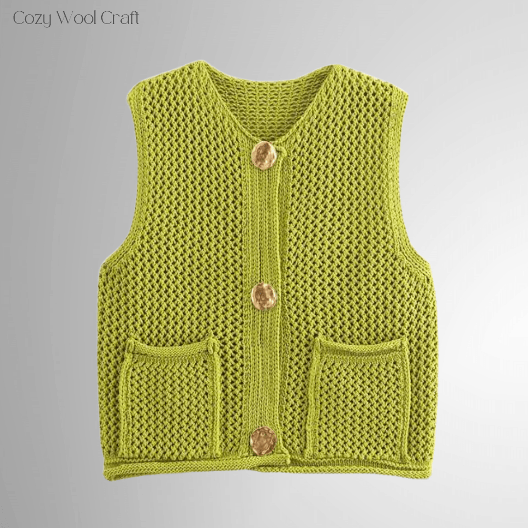 Gerdyy golden Strickweste - Cozy Wool Craft