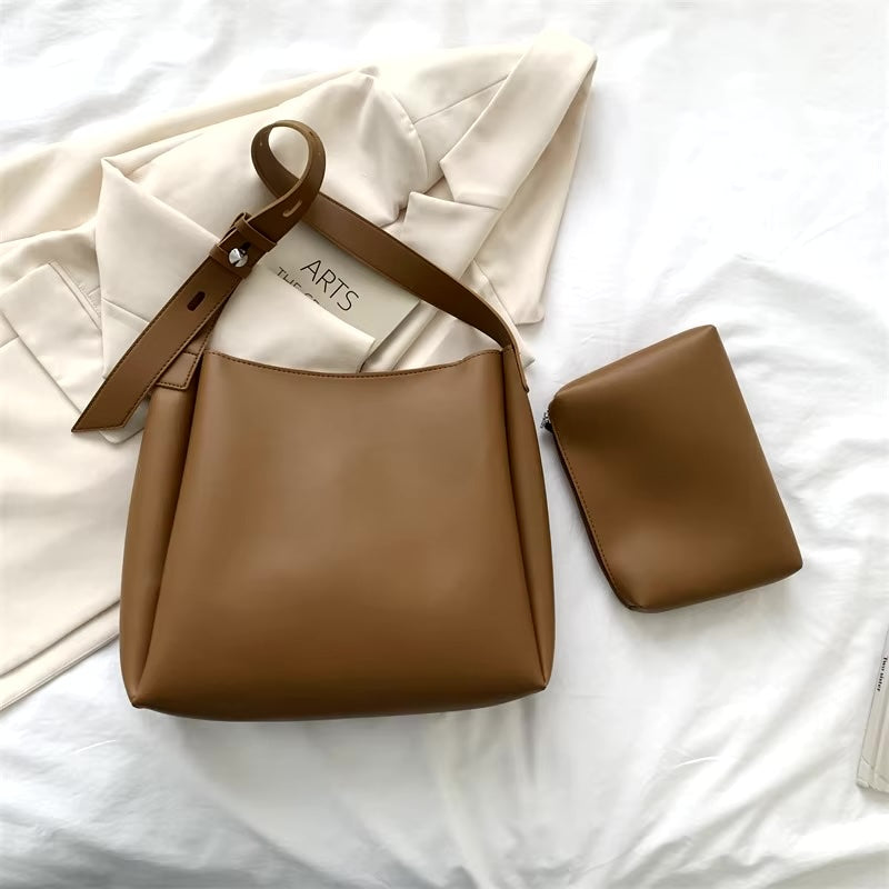 Softyy Shopper Bag in Braun – große Lederhandtasche mit herausnehmbarer kleiner Zusatztasche