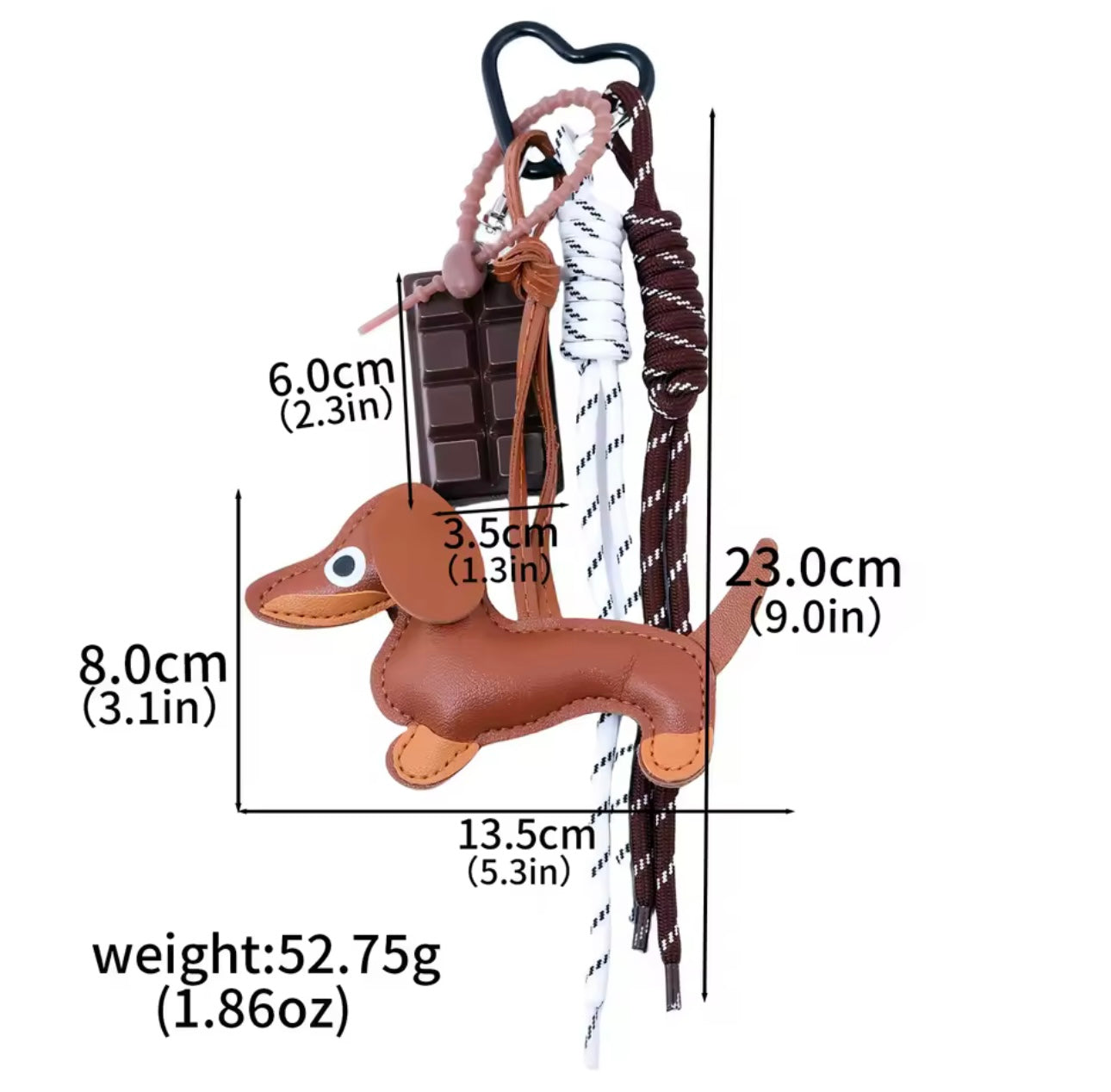 Hundyy Taschenanhänger braun, Dackel Design aus PU-Leder, perfektes Geschenk für Hundeliebhaberinnen.