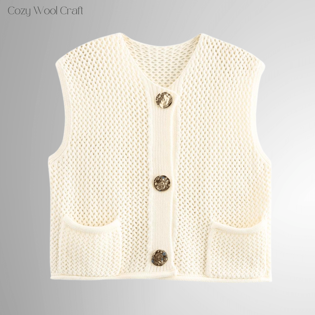 Gerdyy golden Strickweste - Cozy Wool Craft