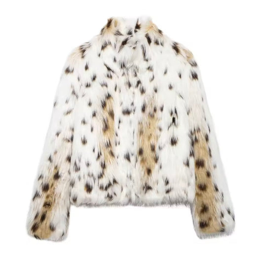 Leopardyy Kunstfelljacke weiß-braun – cozywoolcraft Faux Fur Jacket, stylischer Wintertrend viral auf TikTok & Instagram