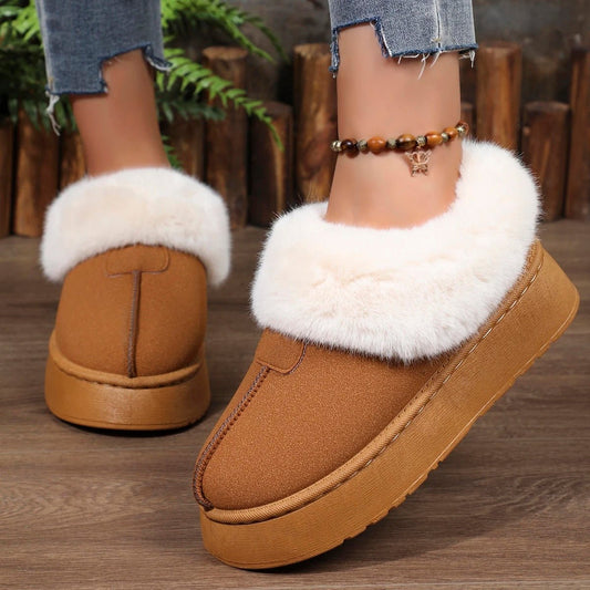 Furryy Fluff Slipper - Cozy Wool Craft. Fell Hausschuhe Damen Braun – gemütliche Slipper für kalte Tage